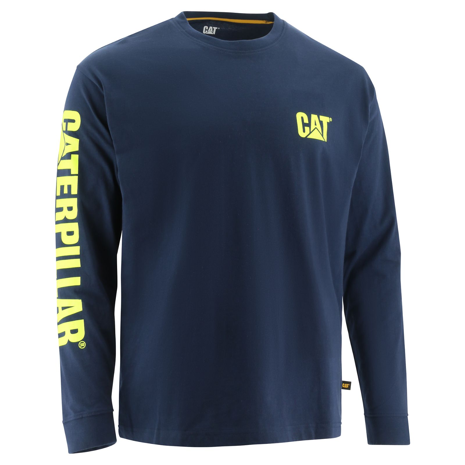 Caterpillar Trademark Banner Long Sleeve - Mens T-Shirts - Blue - NZ (170BECPRZ)